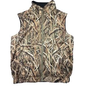 Heybo Men's Hunting‎ Vest Full Zip Size L Mossy Oak Shadow Blades Fleece Lined